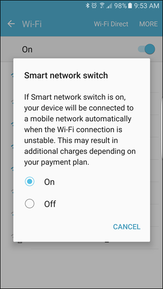 Save data - turn off Smart network switch